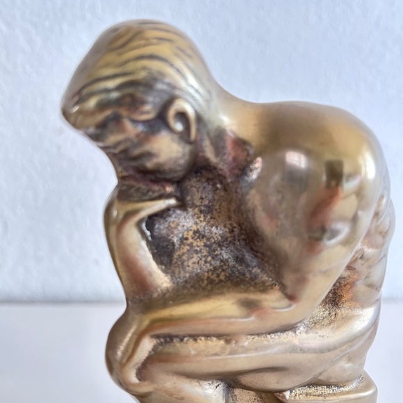 Vintage “The Thinker “ Statue Art Deco Bookends a Pair Heavy Solid Brass 7" inch - Picture 4 of 9